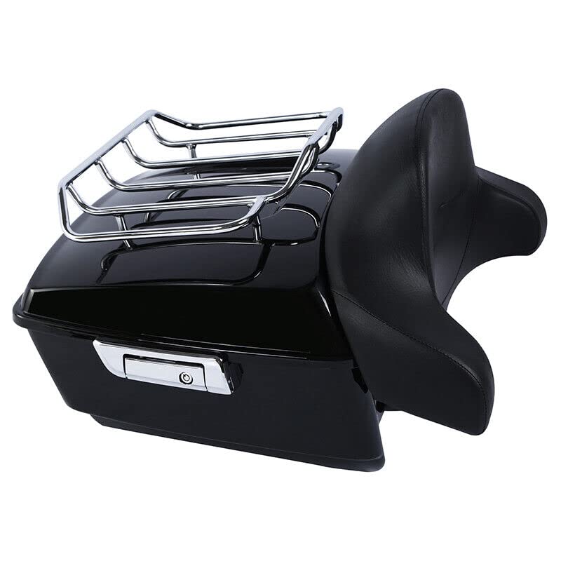 Vivid Black King Tour Luggage Trunk Backrest Two Up Mounting Rack Plate Fit for Harley Touring 2014-2025 Electra Glide CVO Street Road Glide Road King - color: A Style#5 King Trunk Backrest