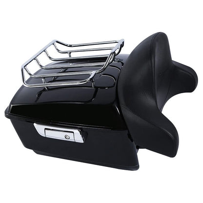 Vivid Black King Tour Luggage Trunk Backrest Two Up Mounting Rack Plate Fit for Harley Touring 2014-2025 Electra Glide CVO Street Road Glide Road King - color: A Style#5 King Trunk Backrest