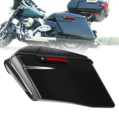 TCT-MOTORPARTS Vivid Black 4" Extended Hard Saddlebags Fits for Harley Touring Ultra Limited 2014-Up - color: Vivid Black w/ Black Latches