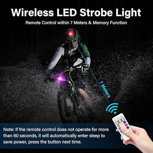 Wireless LED Lights for Car 8PCS with Remote Control, Wireless LED Strobe Lights 8 Colors USB Charge IP65 Waterproof Anti-Collision for Car Motorcycle Drone RC Aircraft Bike, Black