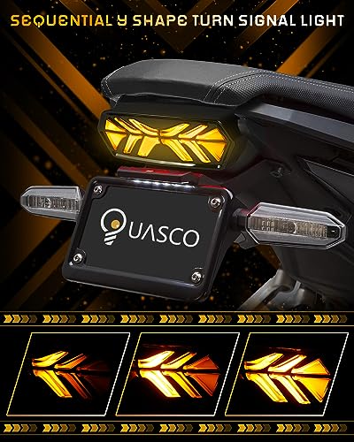 LED Brake Tail Light Integrated Sequential Rear Turn Signals Motorcycle Taillight Assembly Compatible with Honda Grom MSX125 CB650F CB650R CBR650F CTX700N, Smoked Lens