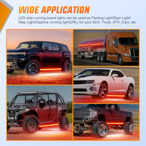 Nilight 2PCS 70 Inch Emergency Strobe Light Strip with Controller 864 LED Red Running Board Lights Flexible Side Flashing Warning Caution Safety Waterproof for Truck Construction Pickup - color: Red, size: Running Board Strobes w/Controller
