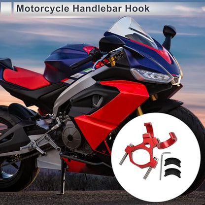 Motoforti Universal Motorcycle Hanging Hook Arc Motorcycle Helmet Luggage Bag Holder Hanger for Scooters Bicycles Aluminum Alloy Red 1 Set Hexagon Wrench Screw Washer