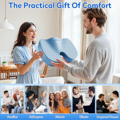 CushZone Seat Cushion, Office Chair Cushions, Car Seat Cushion, Non-Slip Sciatica & Back Coccyx Tailbone Pain Relief Chair Pad, Memory Foamr (Large,Light Blue) - color: Light Blue, size: X-Large