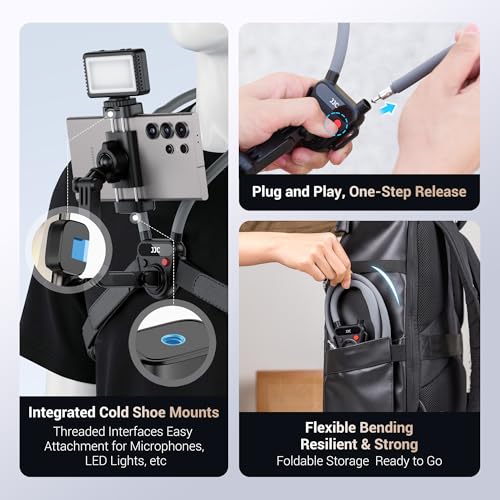 JJC Neck Phone Holder Camera POV Chest Mount, Hands-Free Recording for Samsung S26 S24 Xiaomi 17 16 Ultra iPhone 17 16 Pro Max, GoPro Hero 13 12 DJI Osmo Action 6 5 for Hiking Cycling Vlogging
