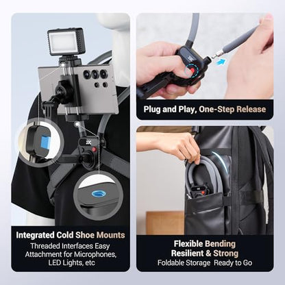 JJC Neck Phone Holder Camera POV Chest Mount, Hands-Free Recording for Samsung S26 S24 Xiaomi 17 16 Ultra iPhone 17 16 Pro Max, GoPro Hero 13 12 DJI Osmo Action 6 5 for Hiking Cycling Vlogging