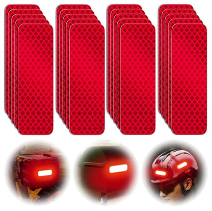 PHIXBEAR 20 Pcs Super Reflection Reflective Stickers, Safety Reflective Tape for Car Bike Mailbox Helmet, Red Tape Outdoor Waterproof 3.15" X 1.18" - color: Red