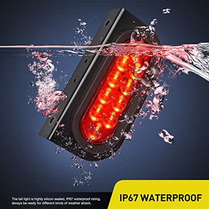 Nilight 6Inch Oval Trailer Tail Light with Flush Mount Grommets Plugs w/Mounting Brackets 2PCS Red Waterproof Stop Brake Turn Lights for RV Truck - color: 2Pcs Trailer Lights+Brackets
