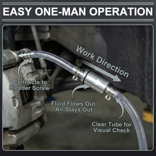 4 Pcs Brake Bleeder Hose One Way Check Valve Kit, Car Motorcycle One Man Brake System Bleeding Tools