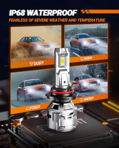 SEALIGHT 9005 9006 LED Fog Bulbs 60000LM Edition IP68 Water Proof, Brightest X5 9005 9006 headlight lights Easy Installation for Headlight Housings, Plug and Play 10 Years Lifespan, Pack of 4 - size: X5 9005 9006