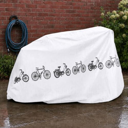 Water-proof Bike Cover 200x100cm - PEVA All-Weather Protector for bike, Scooter & Motorbike(White)