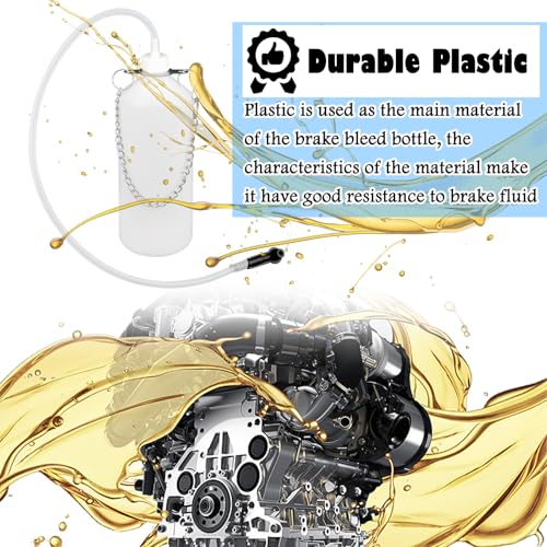 Car Brake Bleeder Bottle Kit,Practical One Man Brake Bleeder Kit Includes 23.07" Hose/1L Brakes Bleed Bottle/Chain/Connector,Professional Automotive Tools Brakes Fluid Bleeders Kits