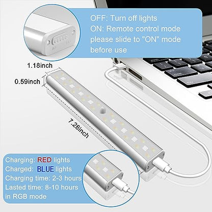 Remote Control RGB Lights Under Cabinet Lighting Rechargeable, 48-LED Wireless Kitchen Counter Lights Closet Light RGB Bar Perfect for Indoor Pantry Display Shelf Hallway 1 Pack, 15 Color Changing - style: 1 Pack