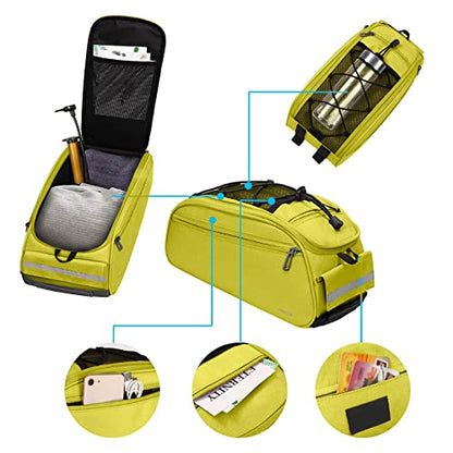 MOSISO Bike Rack Bag, Waterproof Bicycle Trunk Pannier Rear Seat Pouch Cycling Bike Carrier Backseat Storage Luggage Saddle Shoulder Bag - color: Yellow