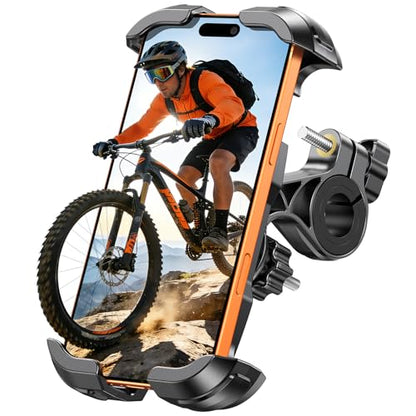 Zewdov Bike Phone Mount [Secure Grip][Anti-Drop], Upgrade Bike Phone Holder [1s Stable Lock], 360° Rotatable Phone Holder for Mountain Bike/ATV, Fits for iPhone/Samsung 4.7-6.9", Screw Mount