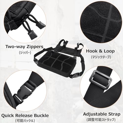 Azarxis Tactical Mini Belt Pouches, Multi-Purpose Small Battery Case Compact Utility EDC Card Slot Holder Waist Bags Military Molle Pack Sundries Storage Pack - color: #07 Black - with Hook and Loop