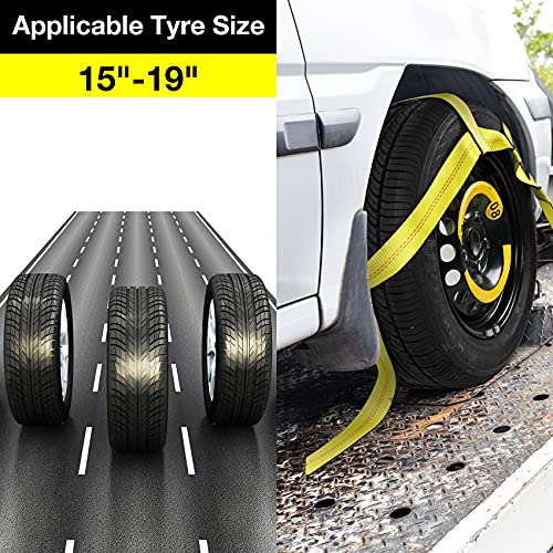 Tow Dolly Basket Straps with Flat Hook & Universal Motorcycle Tie Down Straps for Rear Wheel Tires