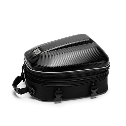 Motorcycle Tail Bag 15L-20L Expandable Motorcycle Backpack Helmet Bag ABS Hard Shell Waterproof Motorbike Storage Bags, Dual Use Luggage Rucksacks with Storage(Carbon)