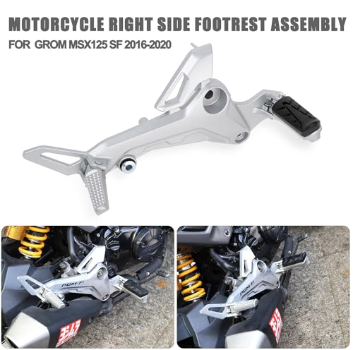 Mokuo Motorcycle Right Side Footpegs Pedal Footrest Assembly in Aluminum Alloy Compatible with Honda Grom Msx125 SF 2017-2020 Parts, Right Side - color: Silver Right