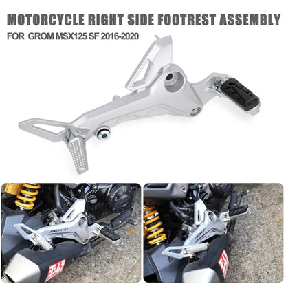 Mokuo Motorcycle Right Side Footpegs Pedal Footrest Assembly in Aluminum Alloy Compatible with Honda Grom Msx125 SF 2017-2020 Parts, Right Side - color: Silver Right