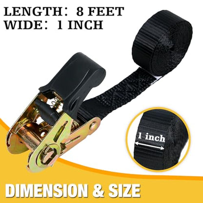 Endless Ratchet Tie Down Straps 2 Pack 1 Inch x 8 Ft Heavy Duty Ratcheting Securing Strap Cargo Ropes for Motorcycles, Trailer, Kayak - size: 1in x 8ft-2p