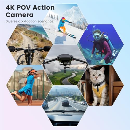 4K Mini Body Camera,Wearable Magnetic Thumb Action Camera,6-Axis Stabilized Portable POV Cam,40M Waterproof Camera,with Motorcycle Helmet/Cycling Mounting Accessories (Supports 256GB TF Card)