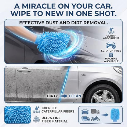 Patelai 30 Pcs Car Wash Mitts Bulk Microfiber Scratch Free Detailing Chenille Car Washing Gloves Hand Double Sided Absorbent Cars Sponge for Washing Cleaning Trucks Boats, 9.45 x 5.9 Inch(Grey,Blue) - color: Grey,blue