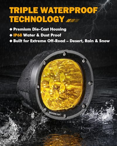 Auxbeam 4 Inch 90W Amber LED Fog Lights, 9000LM Super Bright Round Offroad Driving Pods, P4 Series Spot Beam Bumper Ditch Lights for Trucks, SUVs, Jeep Wrangler, ATV/UTV, Motorcycle, 2-Pack - color: P4 Series-Amber Spot Beam