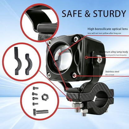 Motorcycle Driving Lights 8-80V 60W 6000LM LED Fog Lights with External Driver & Inline Switch, Quick-Release Connector, IP67 Waterproof, 5 Modes High/Low/Strobe for ATV, UTV, Truck, 2 Pack M - color: MY1-Mini
