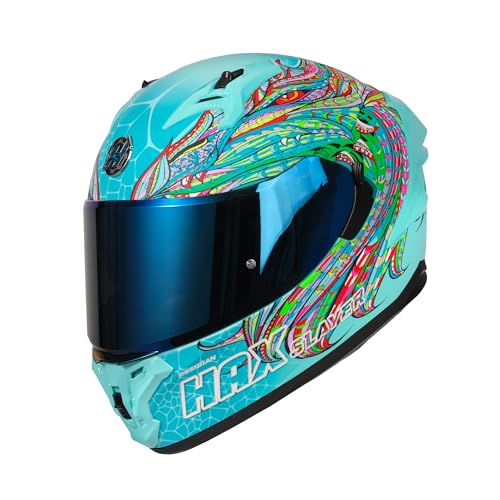 HAX Obsidian Pro Full Face Dual Visor Adult Motorcycle Helmet for Motorbike Street Bike with Pinlock Ready DOT Approved - color: Obsidian Pro Slayer Aqa