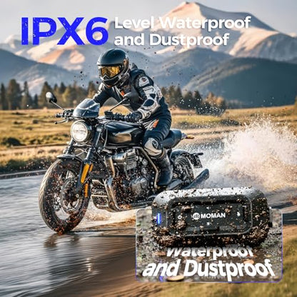 Moman Motorcycle Helmet Headsets Speaker, Hands‑Free Hi-Fi Speakers Dual Noise Cancellation with Loud Sound, Voice Assistant IPX6 Waterproof Helmet Headphones for All Helmets and Solo Riding (RS-C) - style: RS-C