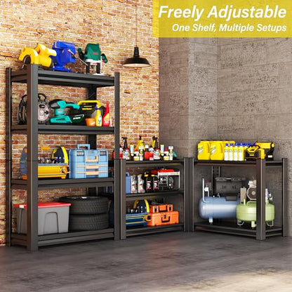 18"D Heavy Duty Garage Shelves, 4-Tier Adjustable Metal Shelving Unit, 2000LBS, Storage Shelf Rack Organizer for Basement Pantry Warehouse Kitchen, Black, 45.3"W x 17.7"D x 53.4"H - size: 4 Tier | 54" H x 45" W x 18" D