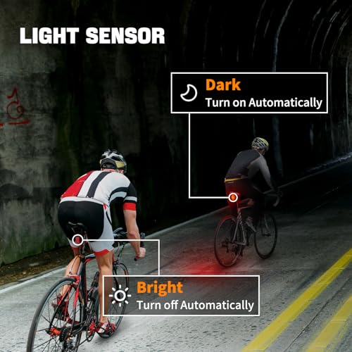 NineLeaf Bike Back Light Rechargeable,Bicycle Tail Light, Brake Sensing Rear Lights,Auto On/Off,IP66 Waterproof,USB Rechargeable,4 Mode,2Installations Ultra Bright LED Warning Back Bicycle Flashlight