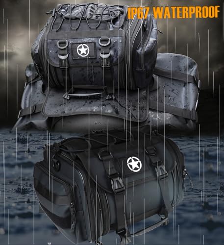 Motorcycle Travel Luggage Bags, Expandable Rear Tail Saddle Bag | 40L Storage Capacity, Helmet Bag, With Straps, Motorbike - style: Saddle Middle Bag