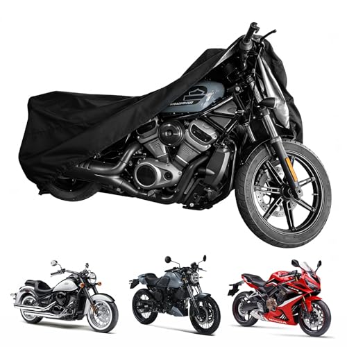 300D Motorcycle Cover Waterproof Outdoor, 96.5 inch Fits for Harley Davidson Sportster Iron 883/1200, Forty-Eight, Nightster, Nightster Special, Street 500/750, Honda Rebel 300/500/1100, Black - size: 96.5 inch