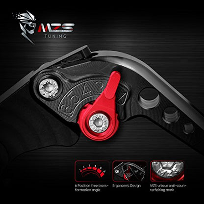 MZS Black Motorcycle Brake Clutch Levers Short Adjustable CNC Compatible With EX650 ER-6F ER-6N 06-08 / KLE650 / GPZ500S EX500 90-09 / W800 W800SE 12-16 / Z750S / ZX-6 90-99 / ZX9R 98-99