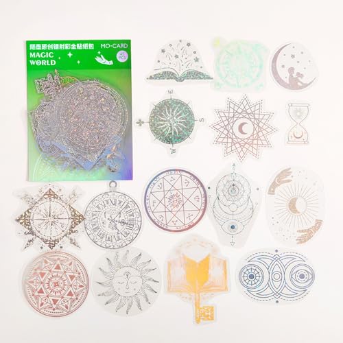 Gold Holographic Stickers, Obujopal 90Pcs Magic Constellat Astronomy Stickers for Scrapbooking Journaling Collage Junk Journal Diary Planner Card Making Envelope DIY Art Crafts Photo Album