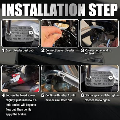 Brake Fluid Bleeder Kit for Motorcycle & Car Brakes System Bleeding | Brake Bleeder Kit Includes Brake Bleeder Hose One Way Check Valve,Screw,100ml Syringe,Hose,Adapters,Clamps