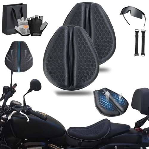 Shake Rider Cushion - Motorcycle Gel Seat Pad, 3D-Honeycomb, Shock Absorption Not Stuffy, Protecting Sensitive Areas, Relief No More Tailbone Soreness, Ride 3X Longer, Discomfort on Long Rides (2Pcs) - color: 2pcs