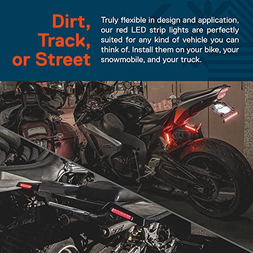 TRUE MODS 2pc 5" Red LED Motorcycle Turn Signal & Brake Tail Light Strip Kit [Waterproof] [Single Row] [50% Running] [100% Brake/Blinker] Self Adhesive Surface Mount Flexible Lamp for Dirt Bike ATV - size: 2pc 5", style: Red Tail Light