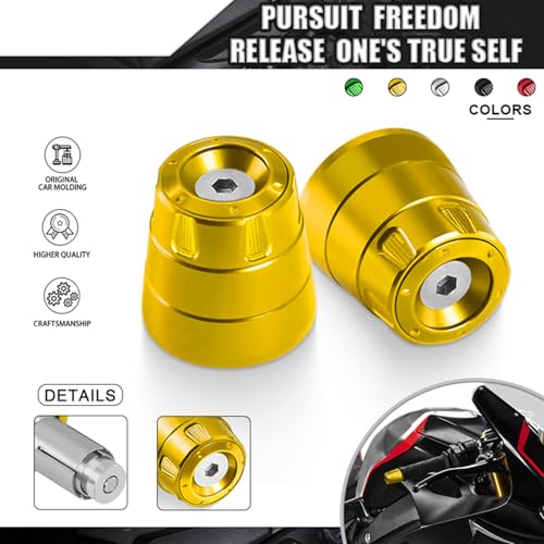 Universal Motorcycle Bar Ends Plug, 7/8" 22mm CNC Aluminum Alloy Motorcycle Handle bar Ends Plugs Compatible With Honda Kawasaki Suzuki Yamaha And Almost Motorcycle Model (Gold) - color: Gold