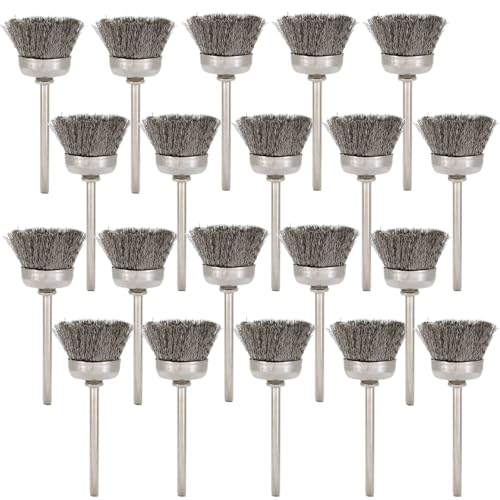 20PCS Wire Brushes - Metal Rust Removal, Polishing, Cleaning - 25mm Diameter, 3mm Shaft - Removes Burrs, Dust, and Oxide Layer - Handles Rough Surfaces - Designed for Industrial and DIY Enthusiasts - style: Wire Brush 3*25mm 20PCS