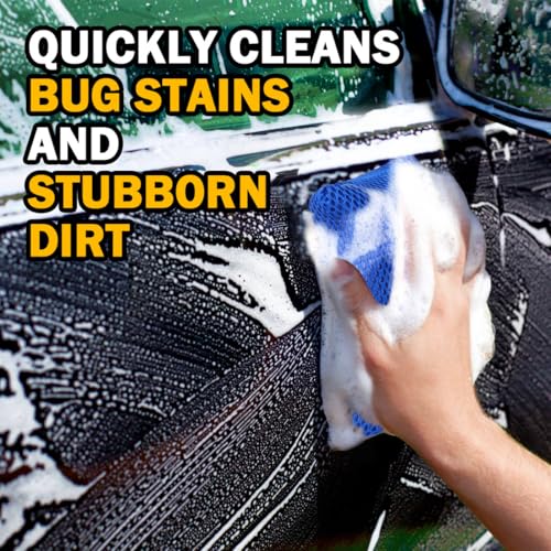AIDEA Car Wash Sponge, Microfiber Large Bug and Tar Remover for Cars, Non Scratch Reusable Mesh Car Wash Sponges, 6PK, Blue, 5.71 * 3.54 * 1.89 inch