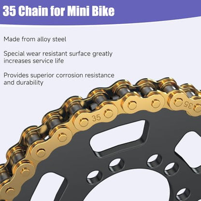 35 Chain Mini Bike Chain Breaker Compatible with Coleman CT100U CC100X Baja Doodlebug DB30 Motovox MBX10 MBX11 Predator 97cc 100cc Monster Mega Moto MM-B80 105cc Minibike Powersports Parts - color: Gold