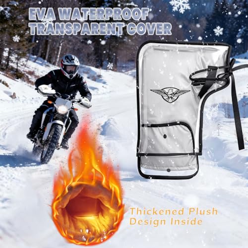Motorcycle Handlebar Muffs - Thermal Bike Mittens with Reflective Strip, Waterproof PVC Pocket ATV Hand Warmers, Windproof & Coldproof Handlebar Cover Gloves for Cold Weather Cycling - color: Silver