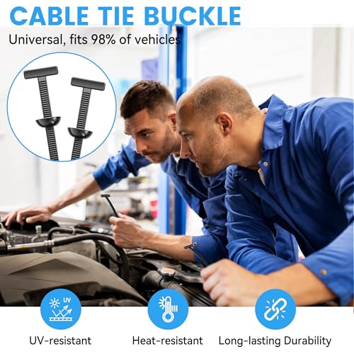 200 Pcs Nylon Universal Cable Tie Buckle - New T Multifunctional Nylon Zip Ties With Pin & Button Design Plastic Cable Fixion Tools Fasteners UV Resistant Zipties for Cars Daily Repair Bumper Clips