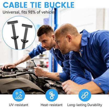 200 Pcs Nylon Universal Cable Tie Buckle - New T Multifunctional Nylon Zip Ties With Pin & Button Design Plastic Cable Fixion Tools Fasteners UV Resistant Zipties for Cars Daily Repair Bumper Clips