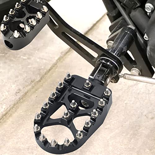 Goldfire Footpeg Offroad Motorcycle Pegs 1 Pair Black CNC Wide Foot Pegs 360° Roating MX Chopper Bobber Style Fits for HD Dyna Sportster Fatboy Iron 883 (Black) - color: Black