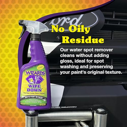 Wizards - Wipe Down Quick Detailer Spray - Matte Finish Cleaning Solution - Effortless On-The-Go Detailing for Flat, Suede, and Denim Surfaces - Professional Auto and Motorcycle Care Essential - 22 Oz - size: 22 oz.