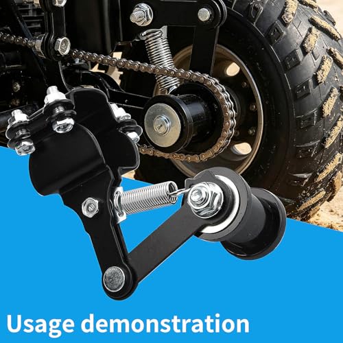 Universal Motorcycle Chain Adjuster Tensioner with Noise Reduction Roller for Dirt Bikes and Go-Karts